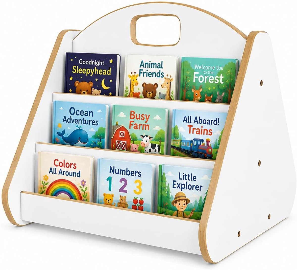 Boekenkast Kind, Staand Montessori Boekenrek voor Kinderen, Wit