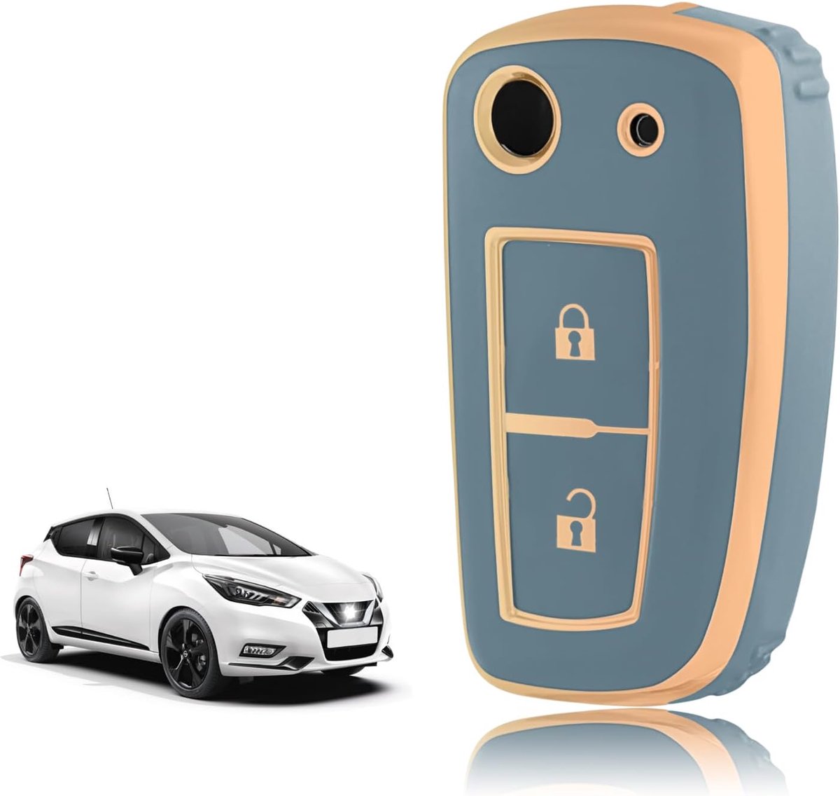 Sleutelhoes TPU, Autosleutelhoes Geschikt voor Nissan Micra K14 Qashqai j11 Juke F15 Xtrail T32 Pulsar C13 Rogue Murano Maxima Altima, Sleutel Cover Bescherming Sleutelbehuizing - 2 Knoppen
