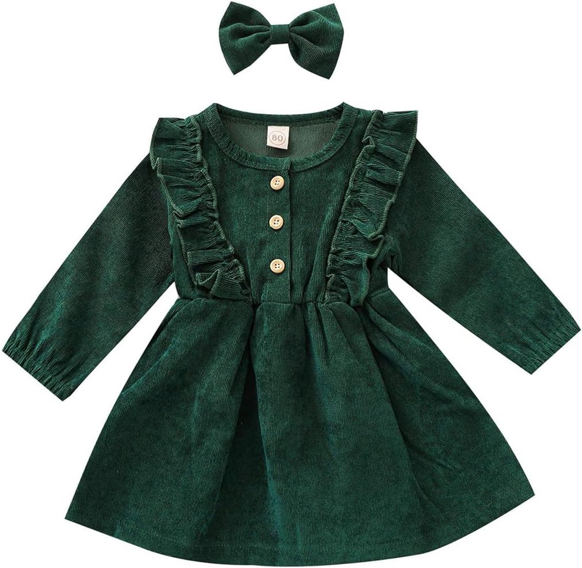 Meisjes lange mouwen ruches corduroy jurk herfst winter jurken