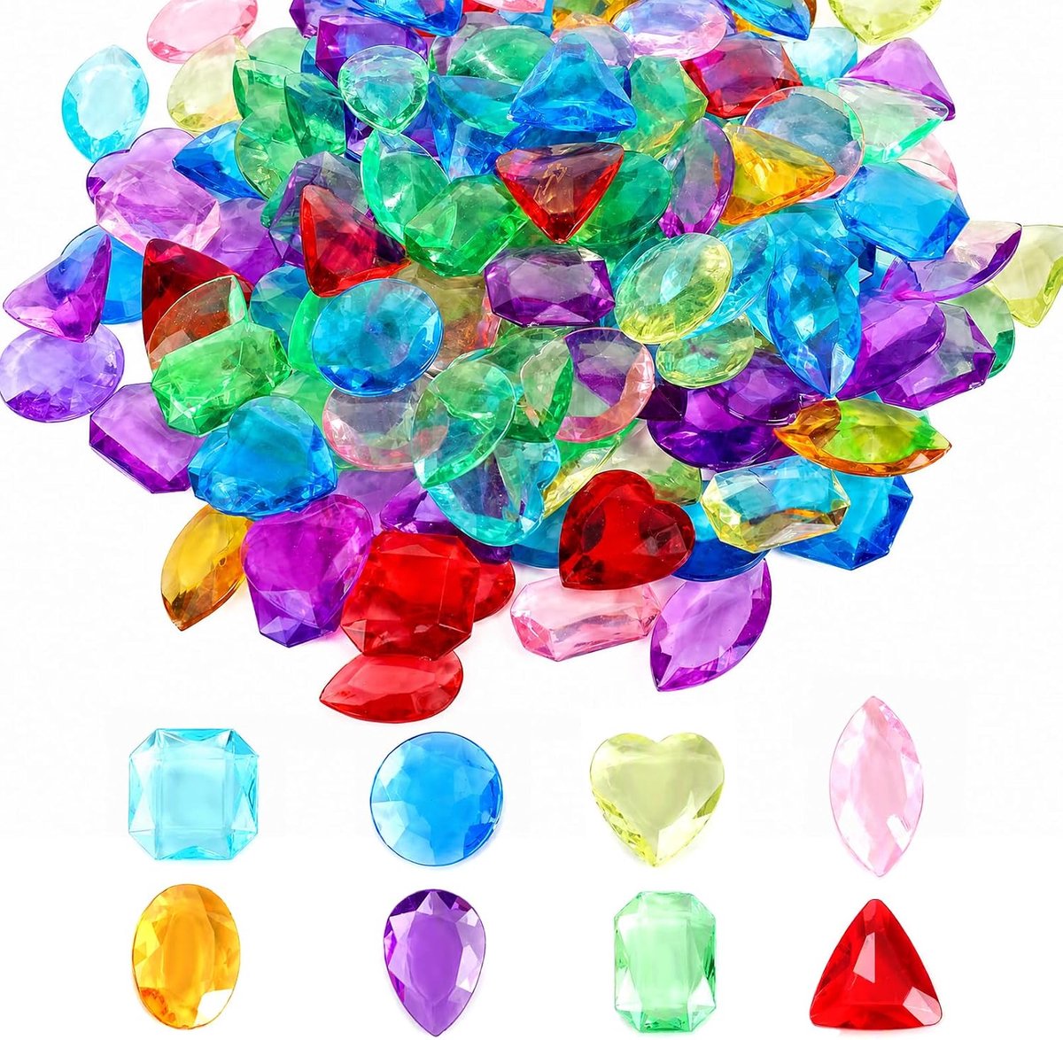 145 stuks edelstenen voor kinderen, acryl, kleurrijk, voor schatzoeken, vaasvullers