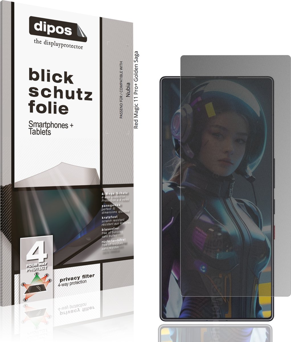 dipos – Matte Privacy Screenprotector geschikt voor Nubia Red Magic 11 Pro+ Golden Saga | Anti-Spy Beschermfolie
