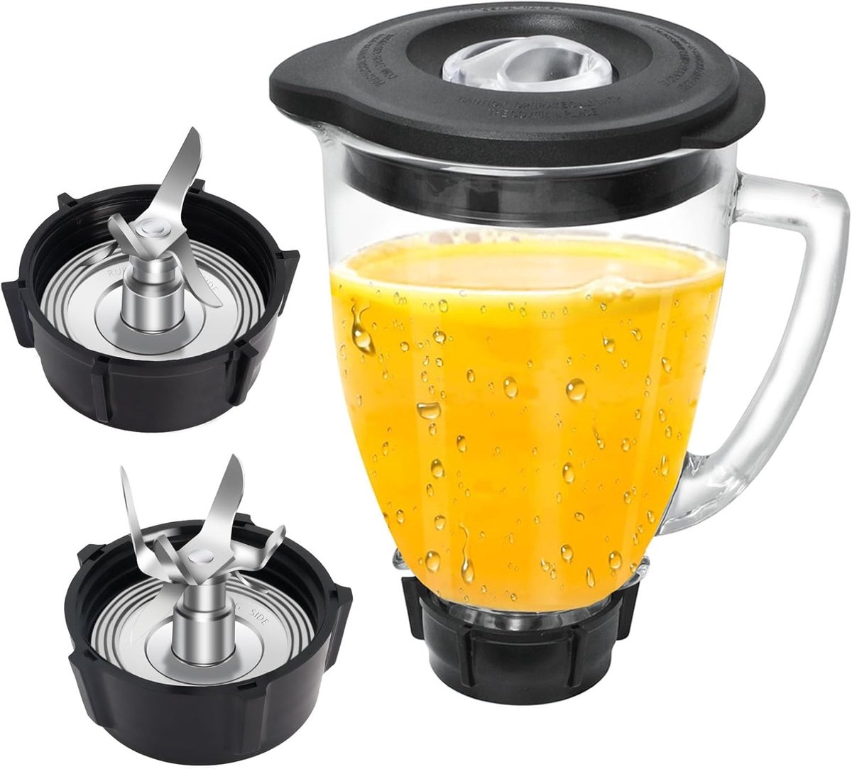 SnelShoppen - Mixer Onderdelen Set 8-Delig voor 6 Cups Blender, Glazen Vaat met IJsblad en Deksel, Perfect voor Keuken, Smoothies en Soepen