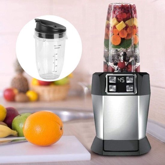 Reservebeker met deksel - Extra kannenset - Onderdelen voor mixer - Herbruikbaar ontwerp - 530 ml - Transparant — afbeelding 2
