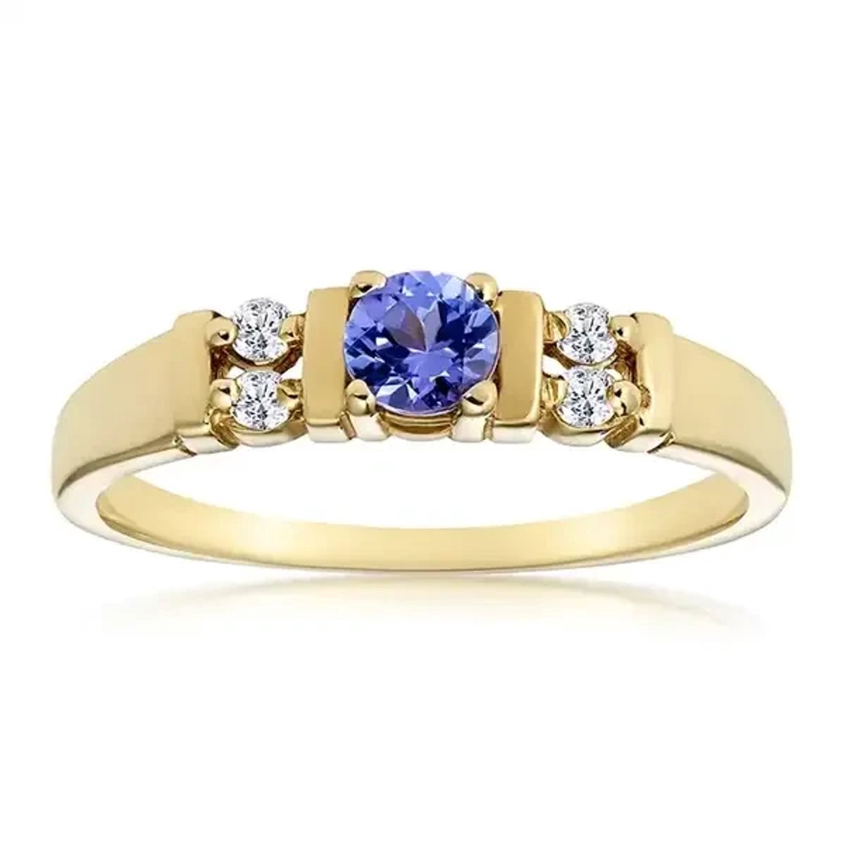 Ring goldplated met blauwe steen