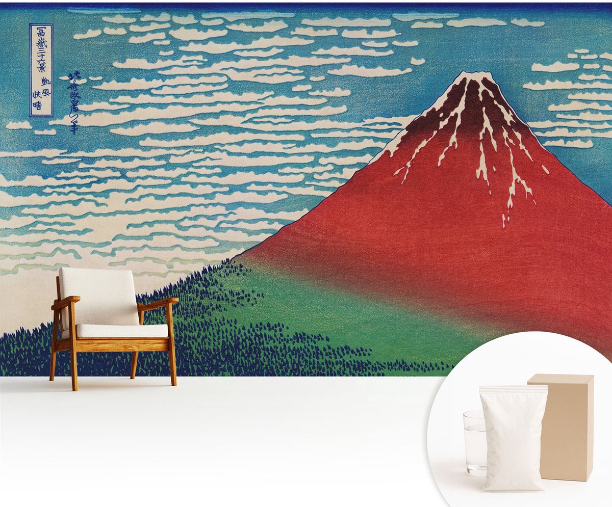 Wallfluent Fotobehang - Rood Vliesbehang - 416x254 cm - Rode Berg Fotobehang Vlies - Hal behang Landschappen - Muurschildering - Woonkamer behang