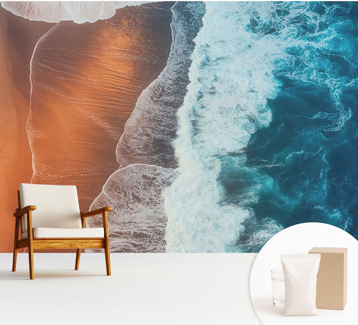 Wallfluent Fotobehang - Oranje Vliesbehang - 312x219 cm - Mariene Symbiose Fotobehang Vlies - Hal behang Landschappen - Muurschildering - Hal behang