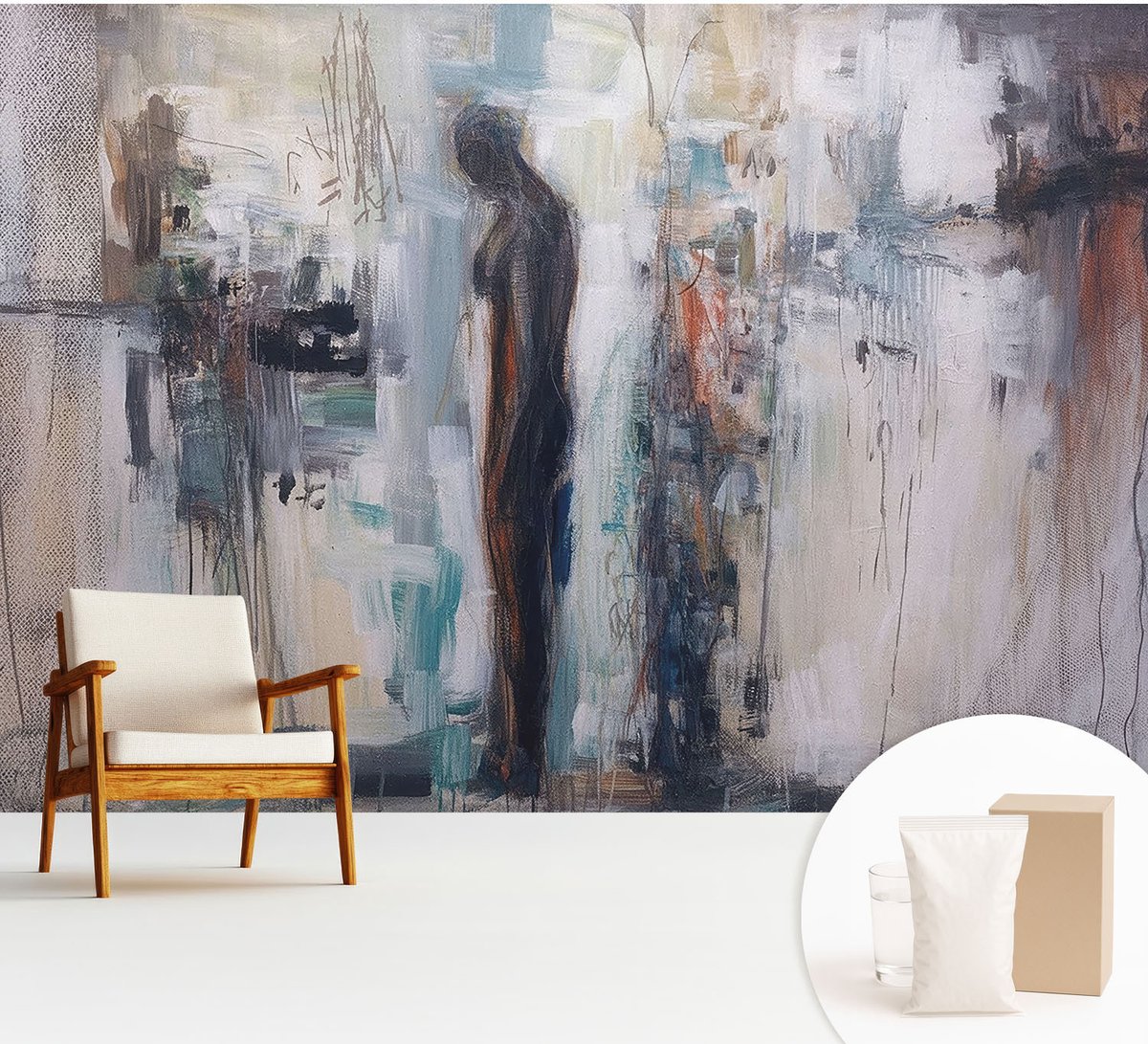 Wallfluent Fotobehang - Wit Vliesbehang - 312x219 cm - Mysterieuze Figuur Muurschildering - Slaapkamer behang Deel - Fotobehang Vlies - Slaapkamer behang