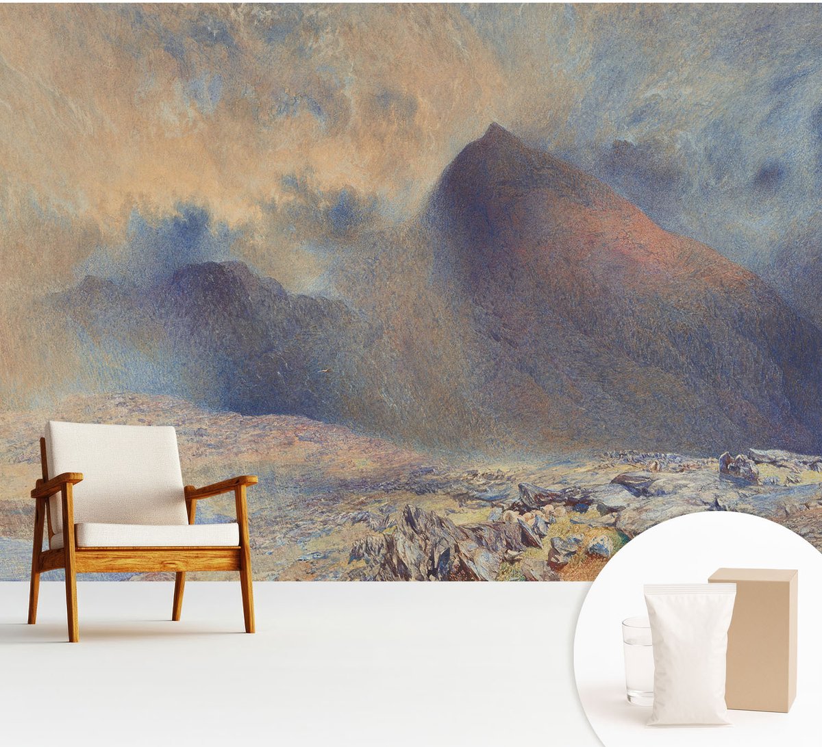 Wallfluent Fotobehang - Zwart Vliesbehang - 312x219 cm - Berglandschap Muurschildering - Slaapkamer behang Landschappen - Fotobehang Vlies - Slaapkamer behang