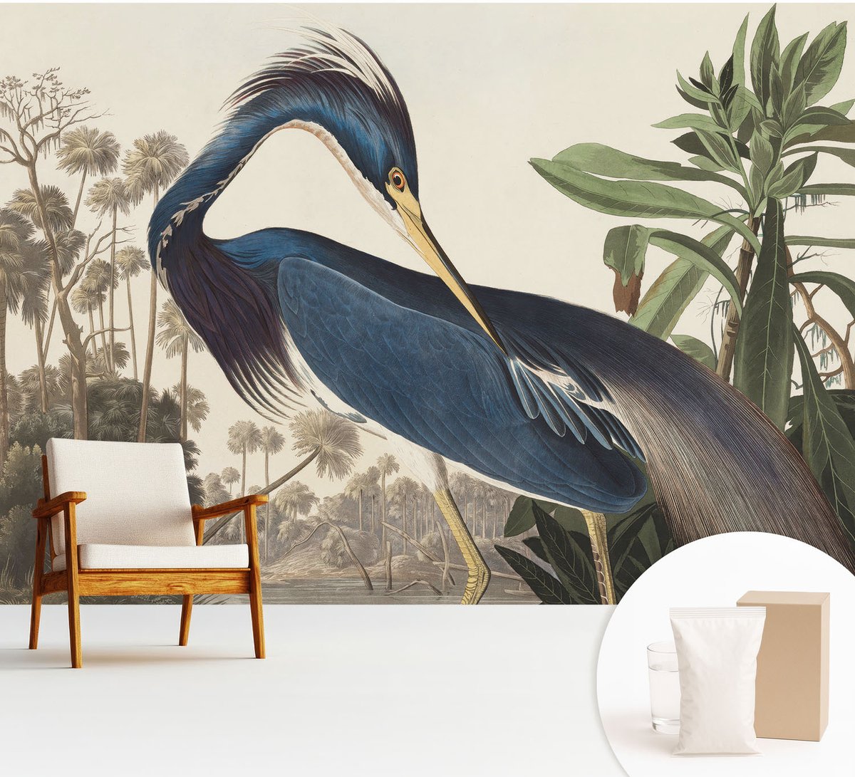 Wallfluent Fotobehang - Blauw Vliesbehang - 312x219 cm - Exotische Natuur Muurschildering - Gang behang Dieren - Fotobehang Vlies - Gang behang