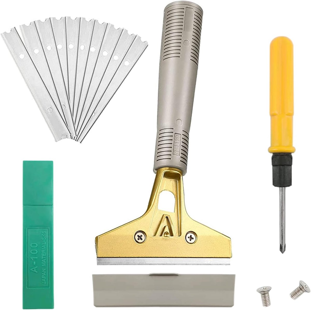 Schrapertool - Aluminium - 21 x 10 cm - Multifunctionele Schraper voor Labels en Stickers - Voor Gebruik op Glas en Hout
