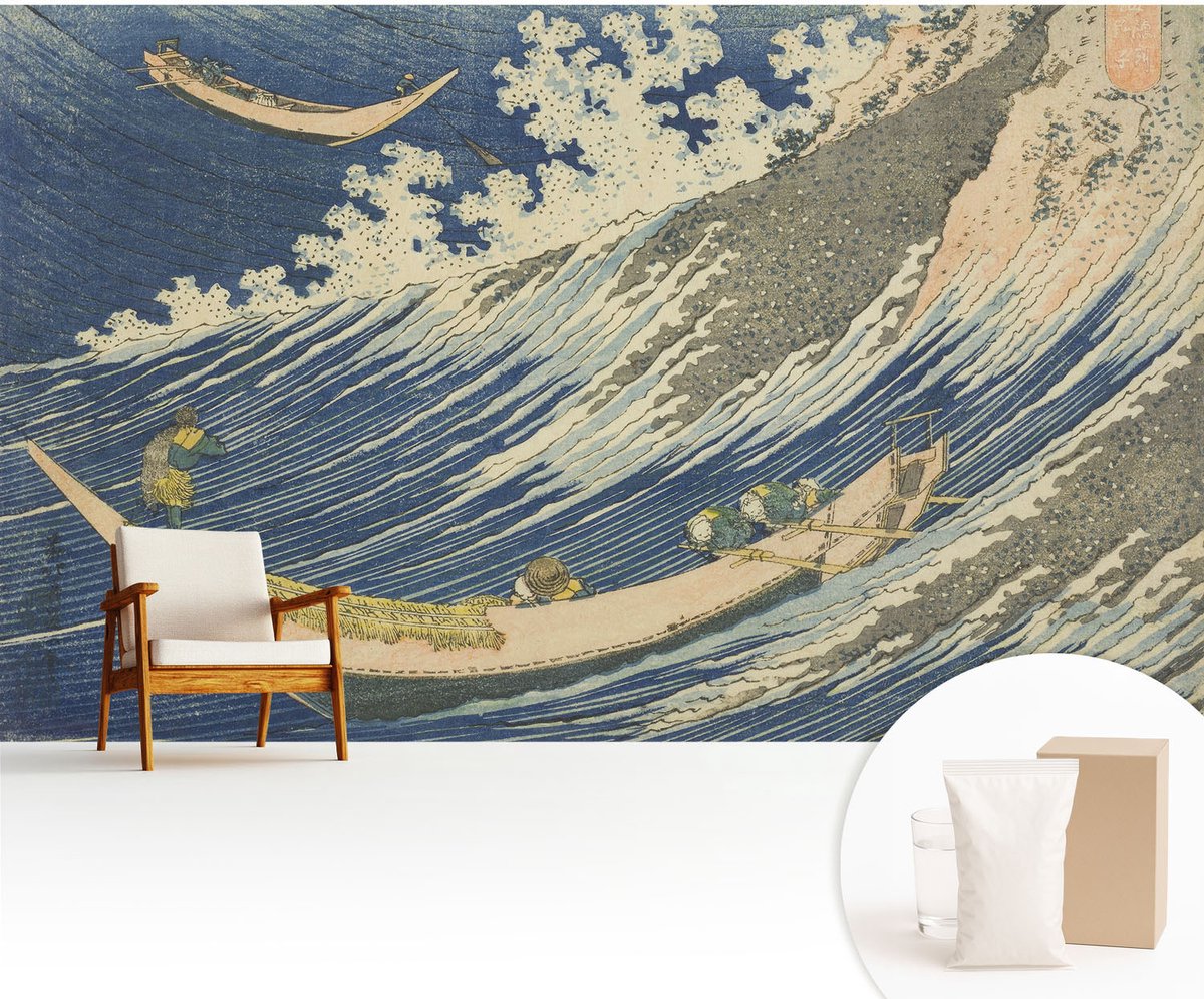 Wallfluent Fotobehang - Blauw Vliesbehang - 416x254 cm - Zeegolven Fotobehang Vlies - Woonkamer behang Deel - Muurschildering - Woonkamer behang