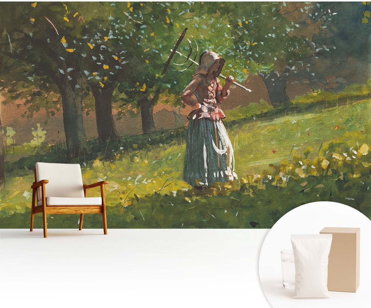 Wallfluent Fotobehang - Groente Vliesbehang - 416x254 cm - Herfstmiddag Fotobehang Vlies - Hal behang Landschappen - Muurschildering - Woonkamer behang