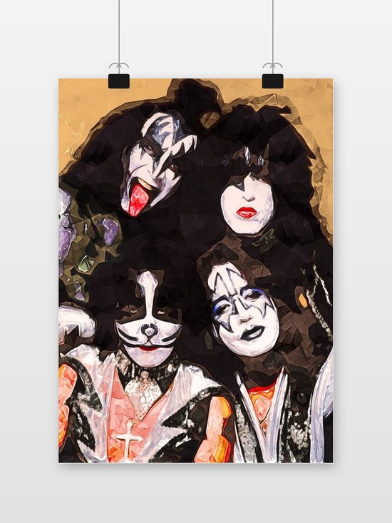 Kiss Poster - Band - Rock - Gene simmons - Group Kiss - posters - formaat 60x90cm - 529
