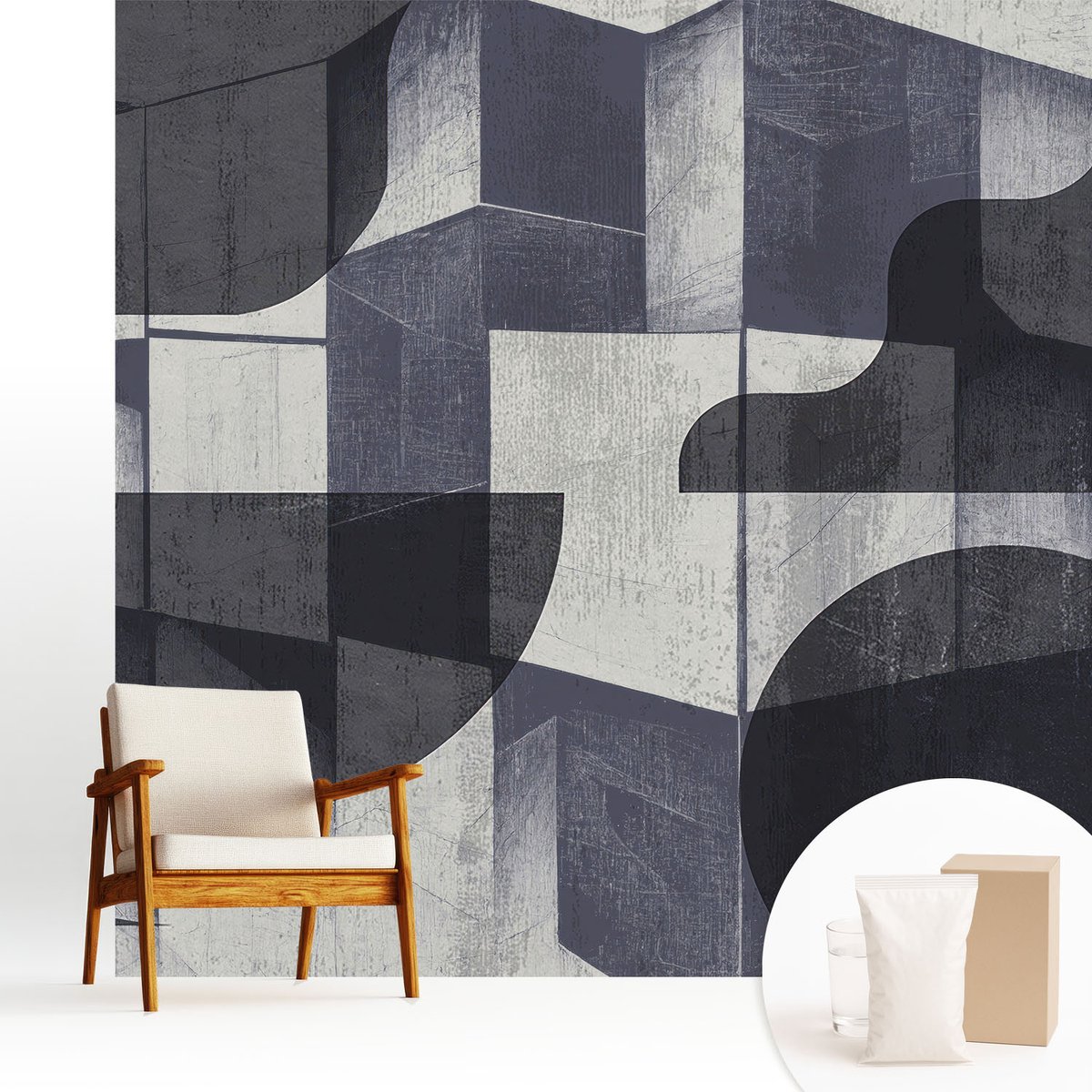 Wallfluent Fotobehang - Wit Vliesbehang - 250x250 cm - Geometrische Symmetrie Muurschildering - Gang behang Abstractie - Fotobehang Vlies - Slaapkamer behang