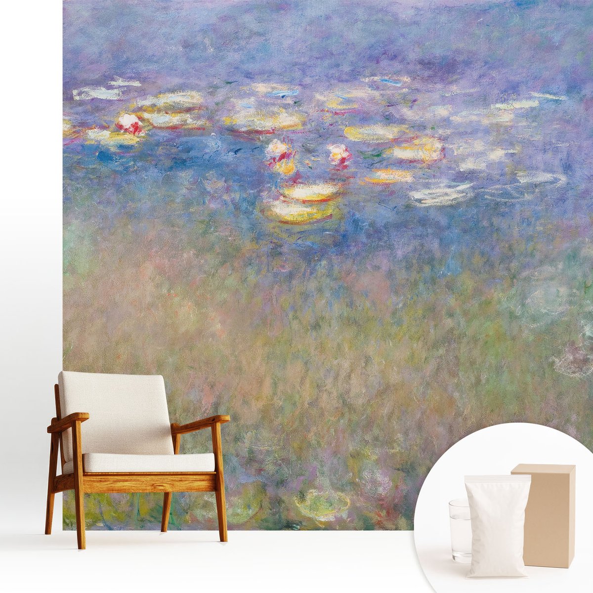 Wallfluent Fotobehang - Groente Vliesbehang - 250x250 cm - Waterlelies Fotobehang Vlies - Woonkamer behang Bloemen En Planten - Muurschildering - Woonkamer behang