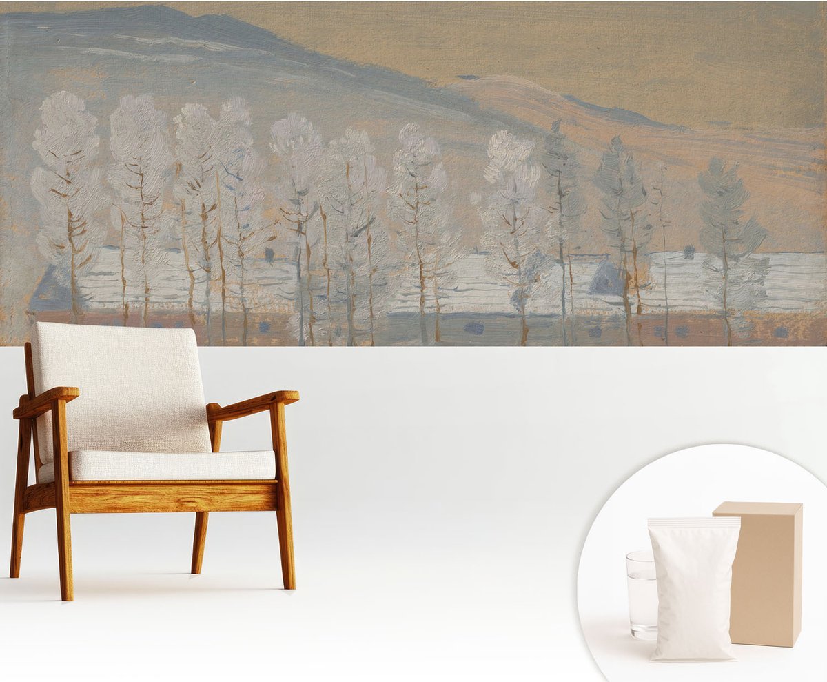 Wallfluent Fotobehang - Beige Vliesbehang - 250x104 cm - Winterlandschap Muurschildering - Gang behang Landschappen - Fotobehang Vlies - Gang behang