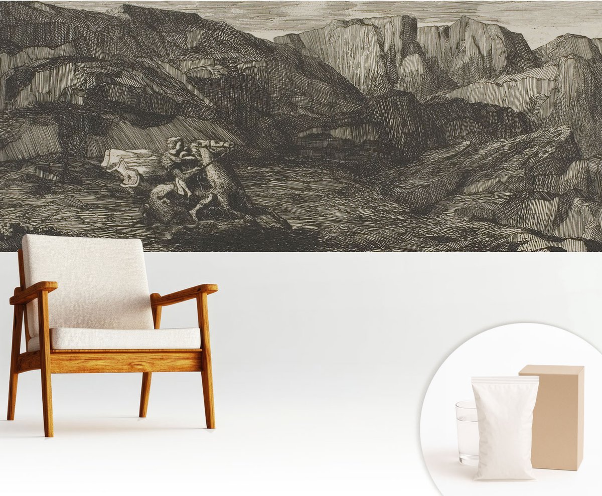 Wallfluent Fotobehang - Bruin Vliesbehang - 250x104 cm - Bergtocht Muurschildering - Gang behang Landschappen - Fotobehang Vlies - Slaapkamer behang