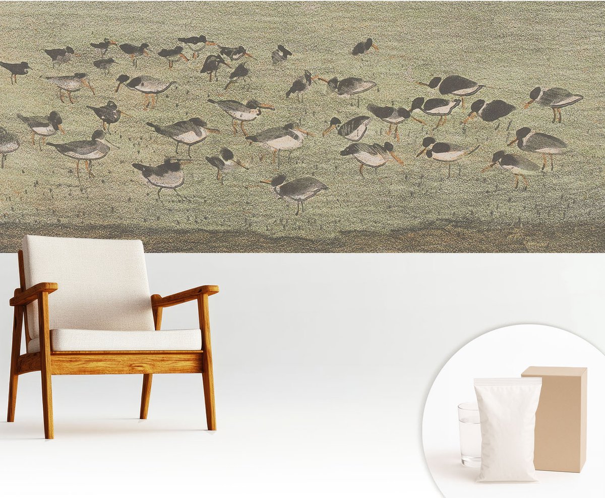 Wallfluent Fotobehang - Groente Vliesbehang - 250x104 cm - Vogels Vrede Muurschildering - Slaapkamer behang Dieren - Fotobehang Vlies - Gang behang