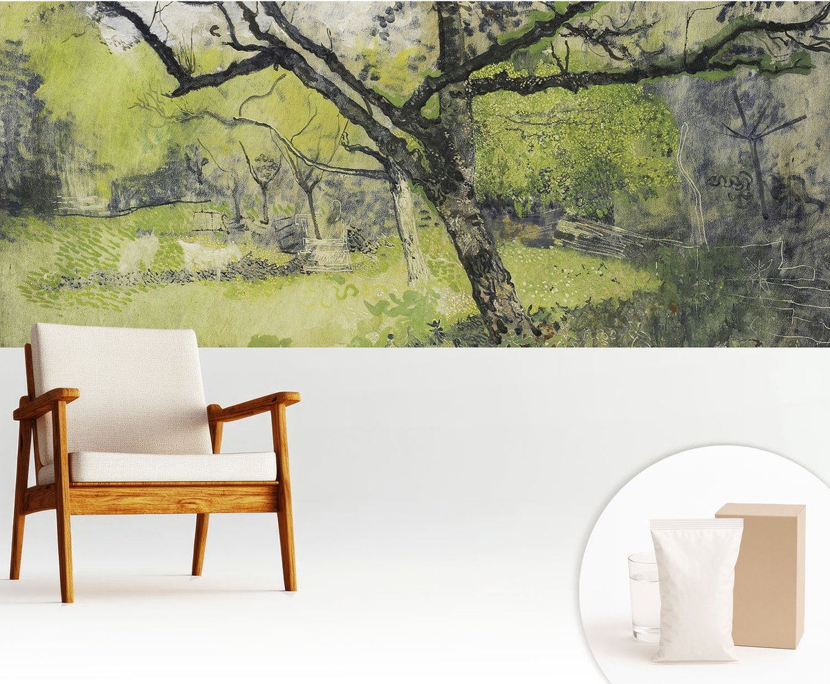 Wallfluent Fotobehang - Groente Vliesbehang - 250x104 cm - Lentepark Fotobehang Vlies - Woonkamer behang Landschappen - Muurschildering - Hal behang