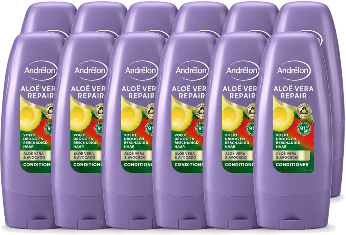 12 x Andrélon - Aloe Vera Repair - Conditioner - Verzachtend & Herstellend - 250 ml - Voordeelverpakking - 12 stuks