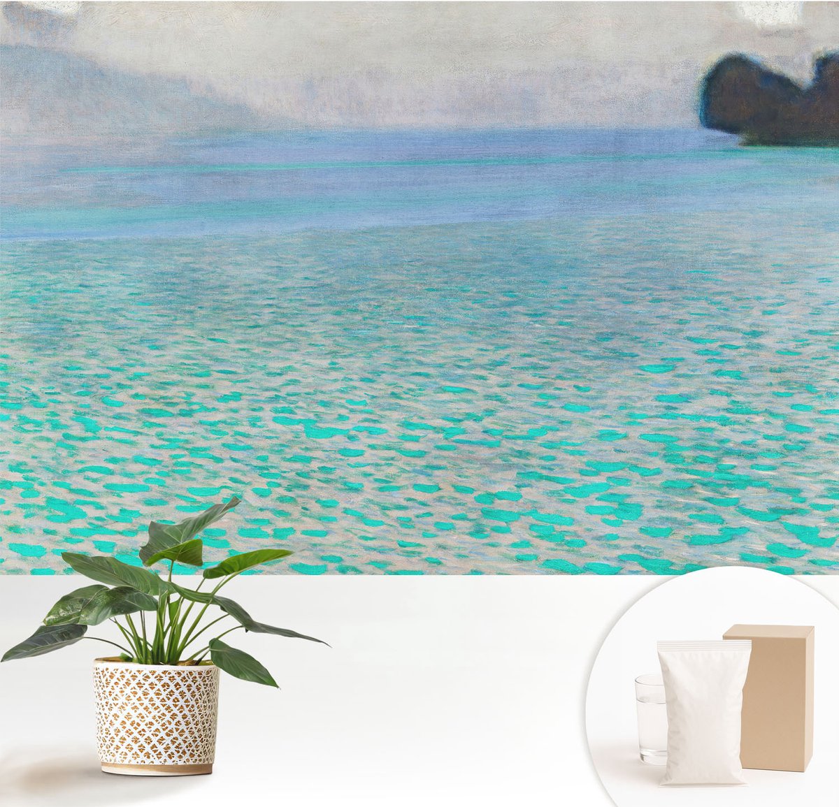 Wallfluent Fotobehang - Romig Vliesbehang - 152x104 cm - Turkoois Water Muurschildering - Slaapkamer behang Landschappen - Fotobehang Vlies - Gang behang