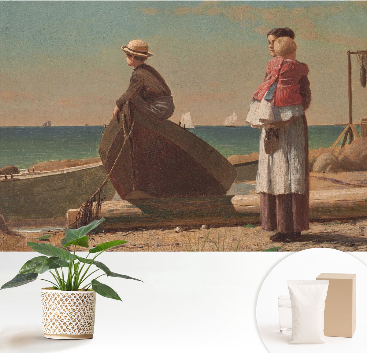 Wallfluent Fotobehang - Bruin Vliesbehang - 152x104 cm - Zeegezicht Muurschildering - Slaapkamer behang Landschappen - Fotobehang Vlies - Slaapkamer behang