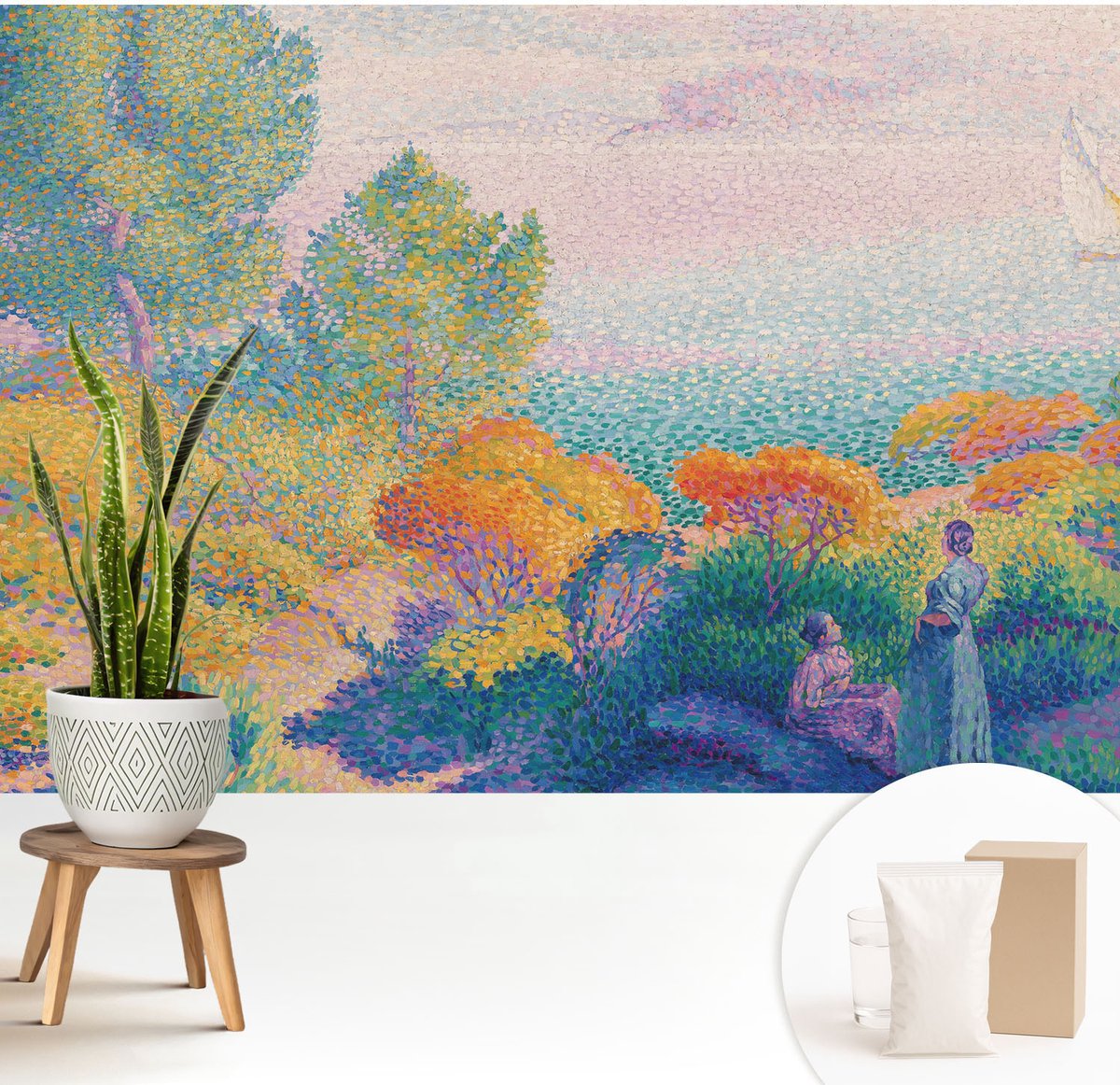 Wallfluent Fotobehang - Blauw Vliesbehang - 208x146 cm - Kustlandschap Muurschildering - Slaapkamer behang Landschappen - Fotobehang Vlies - Gang behang