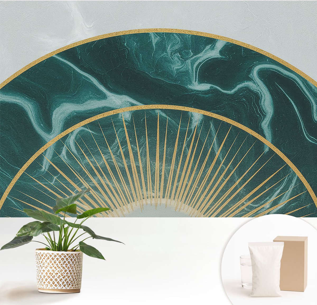Wallfluent Fotobehang - Grijs Vliesbehang - 152x104 cm - Elegant Marmer Muurschildering - Gang behang Abstractie - Fotobehang Vlies - Slaapkamer behang