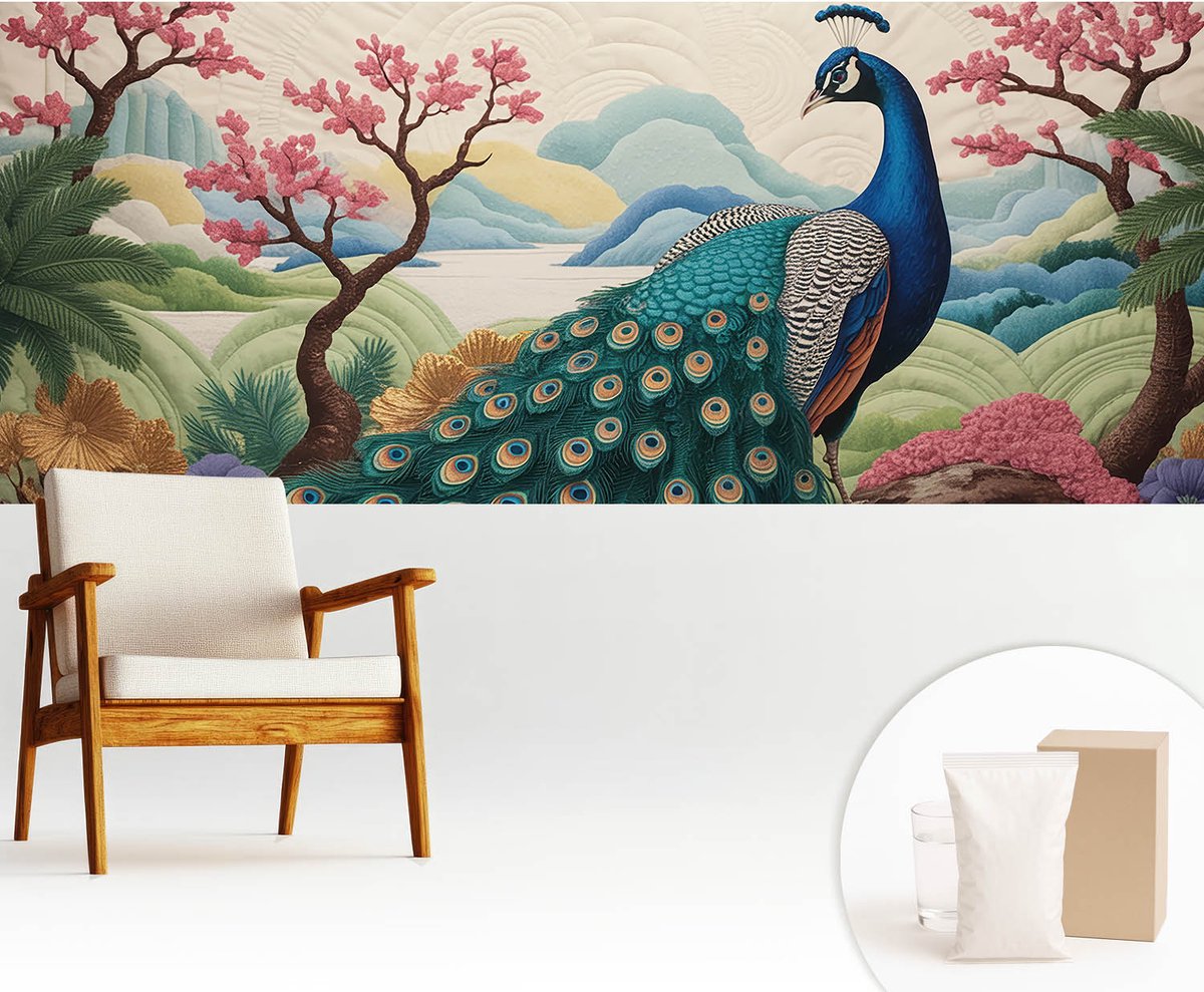 Wallfluent Fotobehang - Groente Vliesbehang - 250x104 cm - Exotische Schoonheid Fotobehang Vlies - Hal behang Dieren - Muurschildering - Woonkamer behang