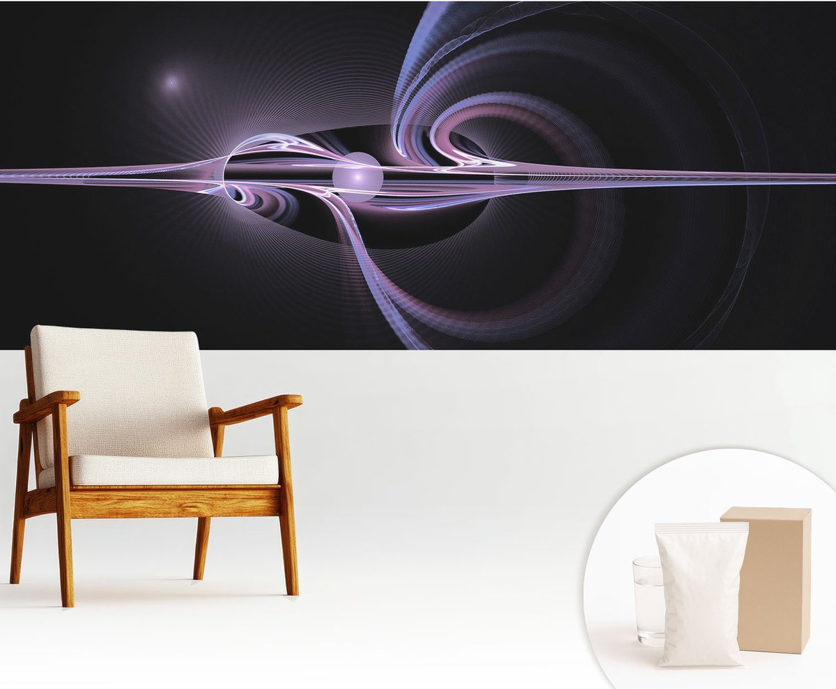 Wallfluent Fotobehang - Zwart Vliesbehang - 250x104 cm - Kosmische Abstractie Fotobehang Vlies - Hal behang Abstractie - Muurschildering - Hal behang