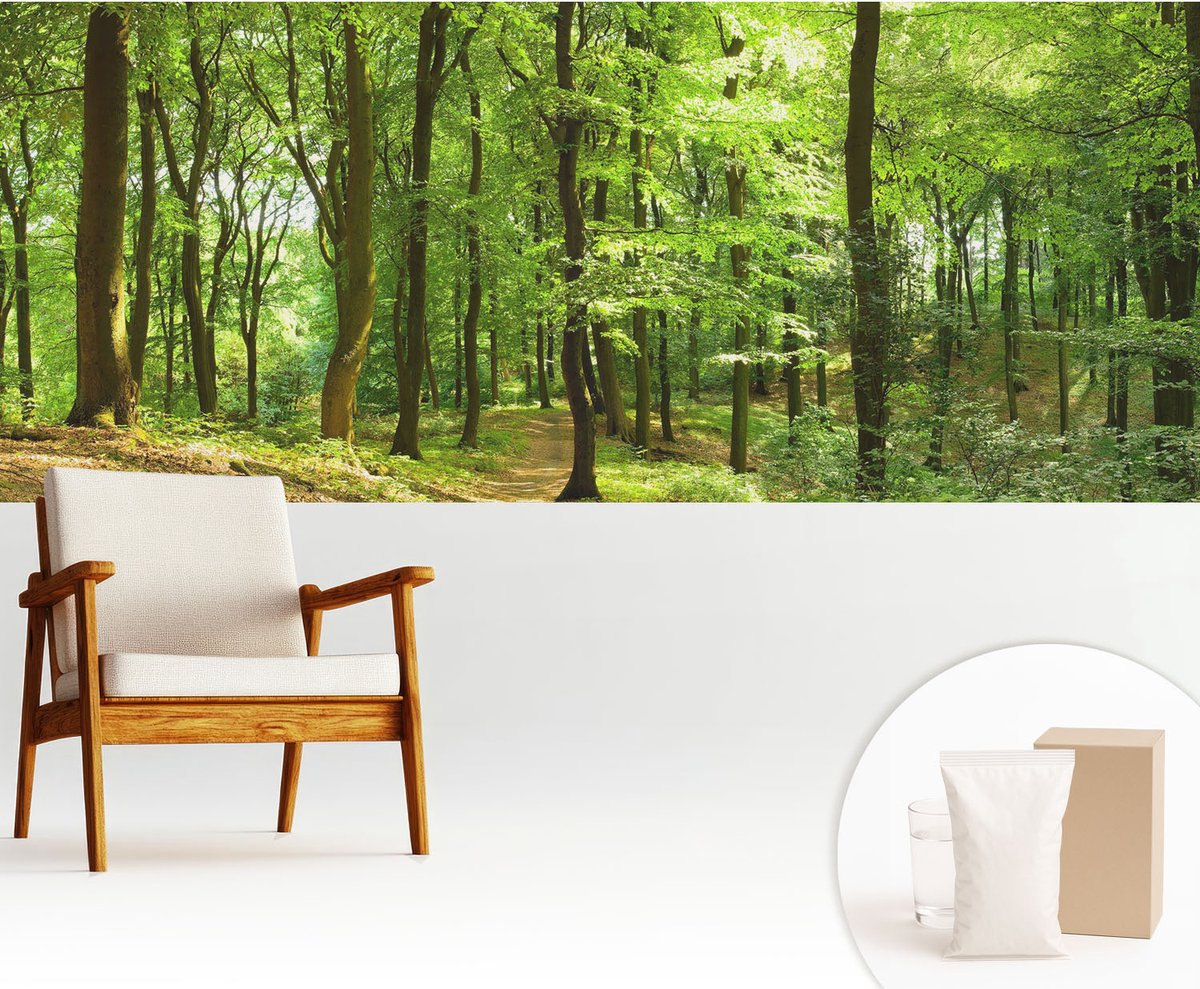 Wallfluent Fotobehang - Groente Vliesbehang - 250x104 cm - Natuurlijk Pad Fotobehang Vlies - Hal behang Landschappen - Muurschildering - Woonkamer behang