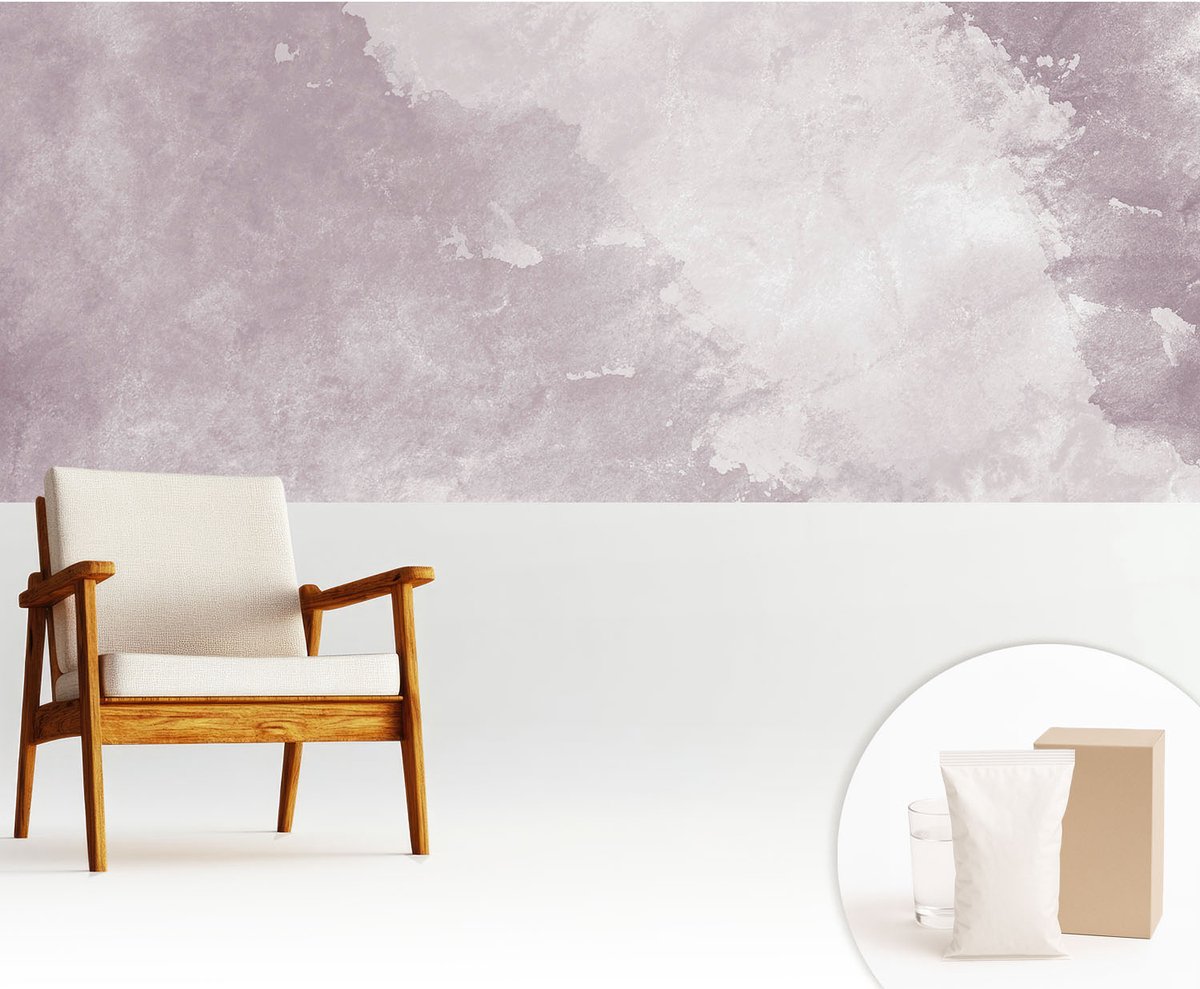 Wallfluent Fotobehang - Grijs Vliesbehang - 250x104 cm - Paarse Abstractie Fotobehang Vlies - Hal behang Achtergronden En Patronen - Muurschildering - Woonkamer behang