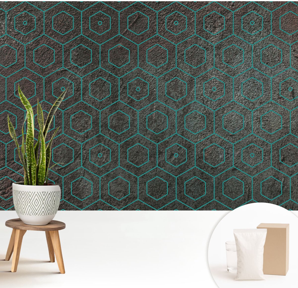 Wallfluent Fotobehang - Bruin Vliesbehang - 208x146 cm - Geometrisch Patroon Fotobehang Vlies - Woonkamer behang Texturen - Muurschildering - Hal behang