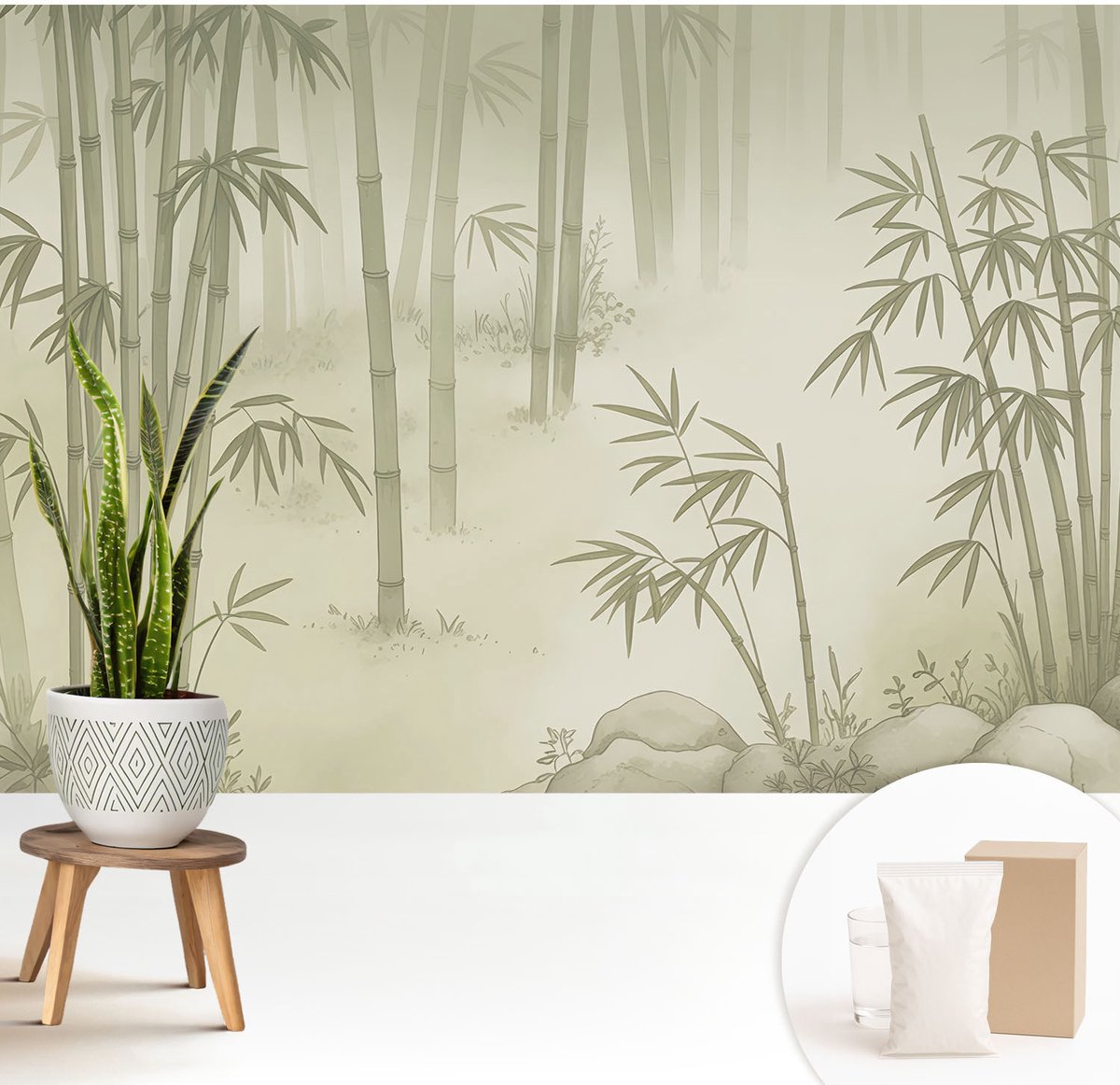 Wallfluent Fotobehang - Groente Vliesbehang - 208x146 cm - Vreedzaam Landschap Muurschildering - Slaapkamer behang Bloemen En Planten - Fotobehang Vlies - Slaapkamer behang