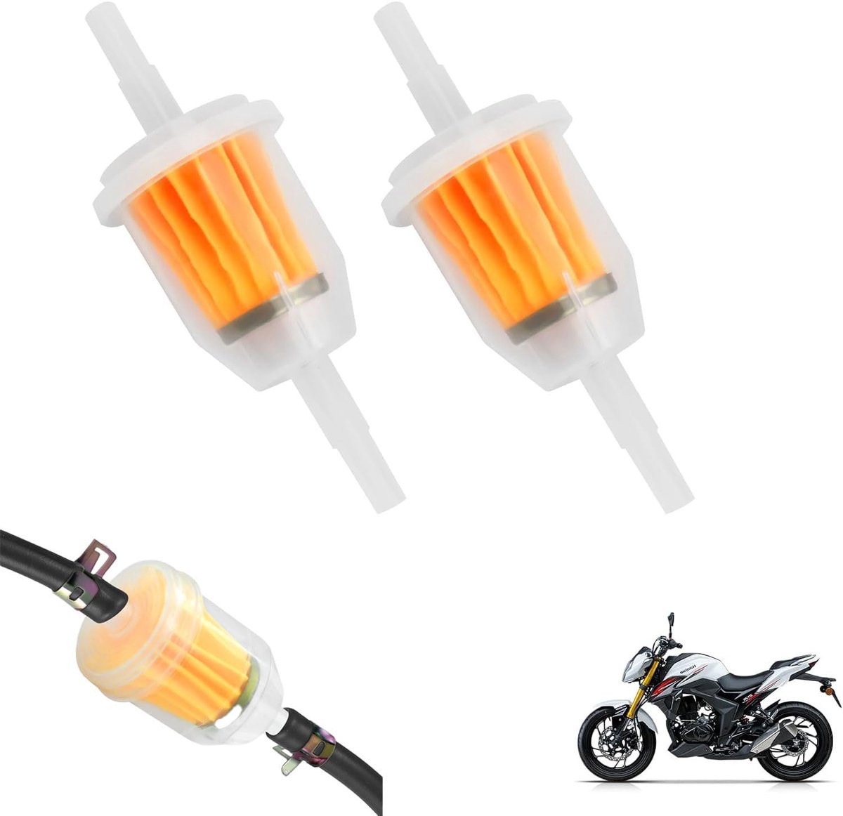 Pack of 2 Kraft Filter, High-Quality In Line Fuel Filter & Gas Oil Filter for Motorcycle, Scooter, Lawn Mower, Moped - ShopVlot
