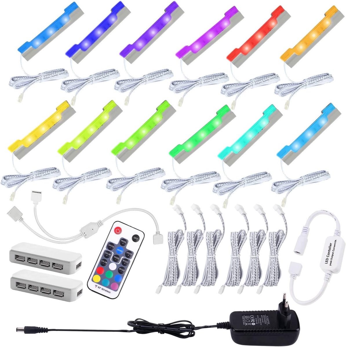 AIBOO LED RGB Display Light Set for Glass Shelves with RF Remote Control, Ultra-Thin LED Strips for Kitchen Countertop - ShopVlot