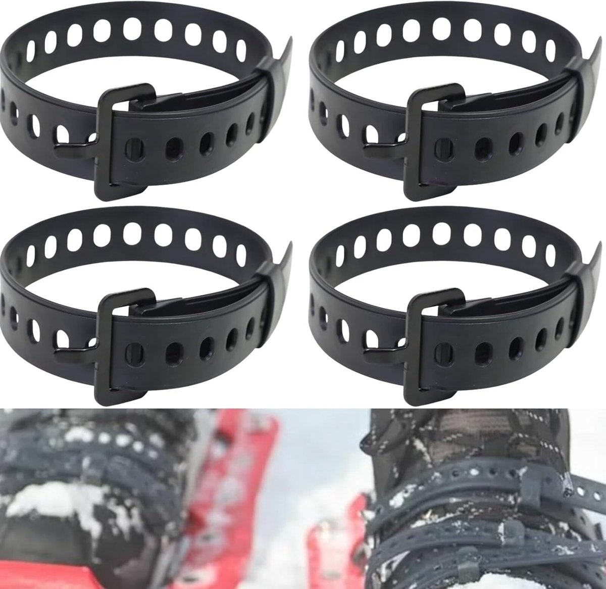 4-delige sneeuwschoengordelset, 45,7 x 2,5 cm, snowboardbindingsriemen, verstelbare, herbruikbare skischoenbandages - ShopVlot