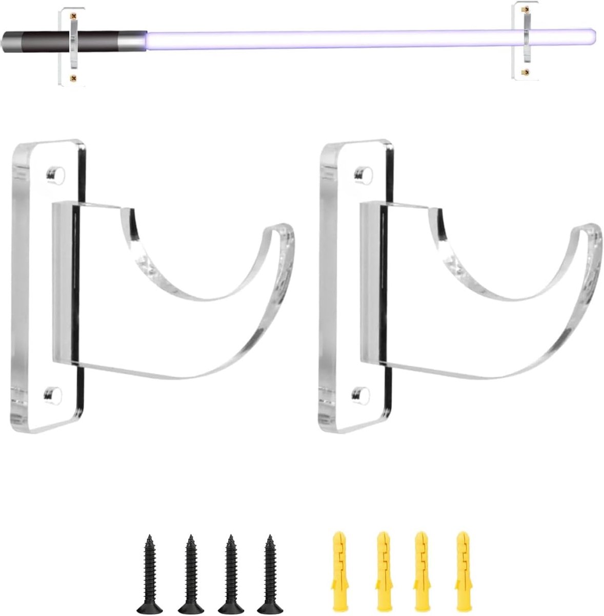 Katana Wall Mount, Transparent Acrylic Laser Sword Holders, Horizontal Stand for Wall Mounting with Laser Sword for - ShopVlot