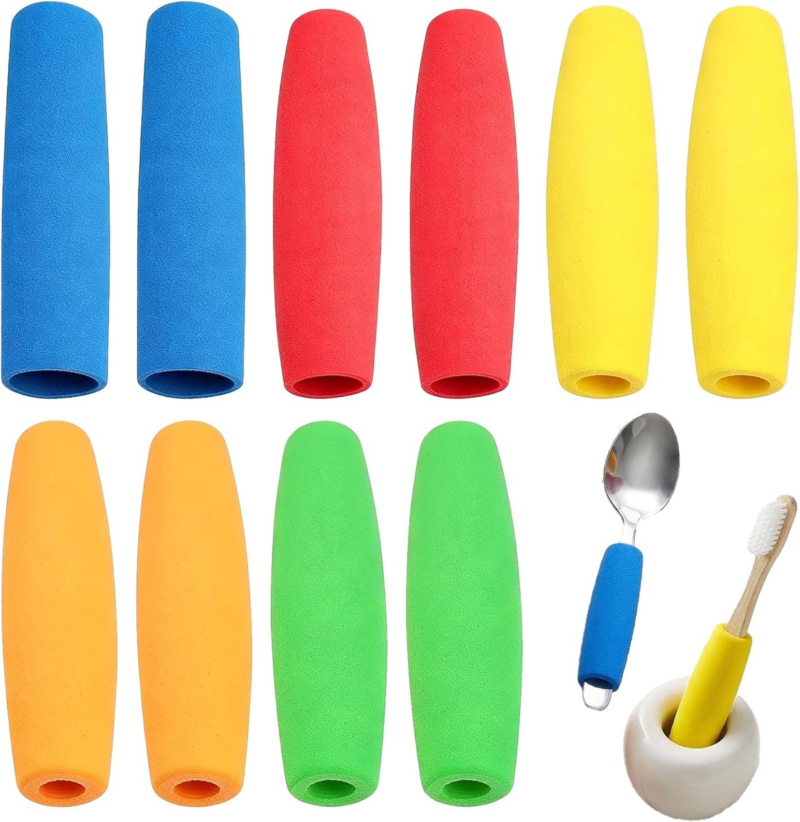 Schuimrubberen greepslangen set 10 stuks - zachte grip - 5 maten - comfort voor senioren - ShopVlot