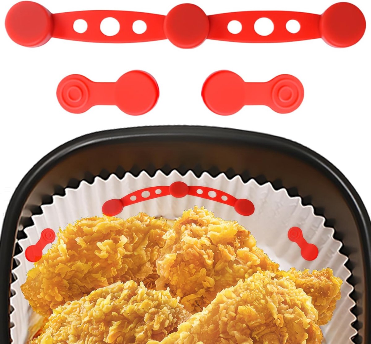 SnelShoppen - Magnetic Silicone Buckles - Silicone Magnet Clips voor Air Fryer Bakpapier - 3 Stuks - Hoge Temperatuur Weerstand - Keuken Accessoires