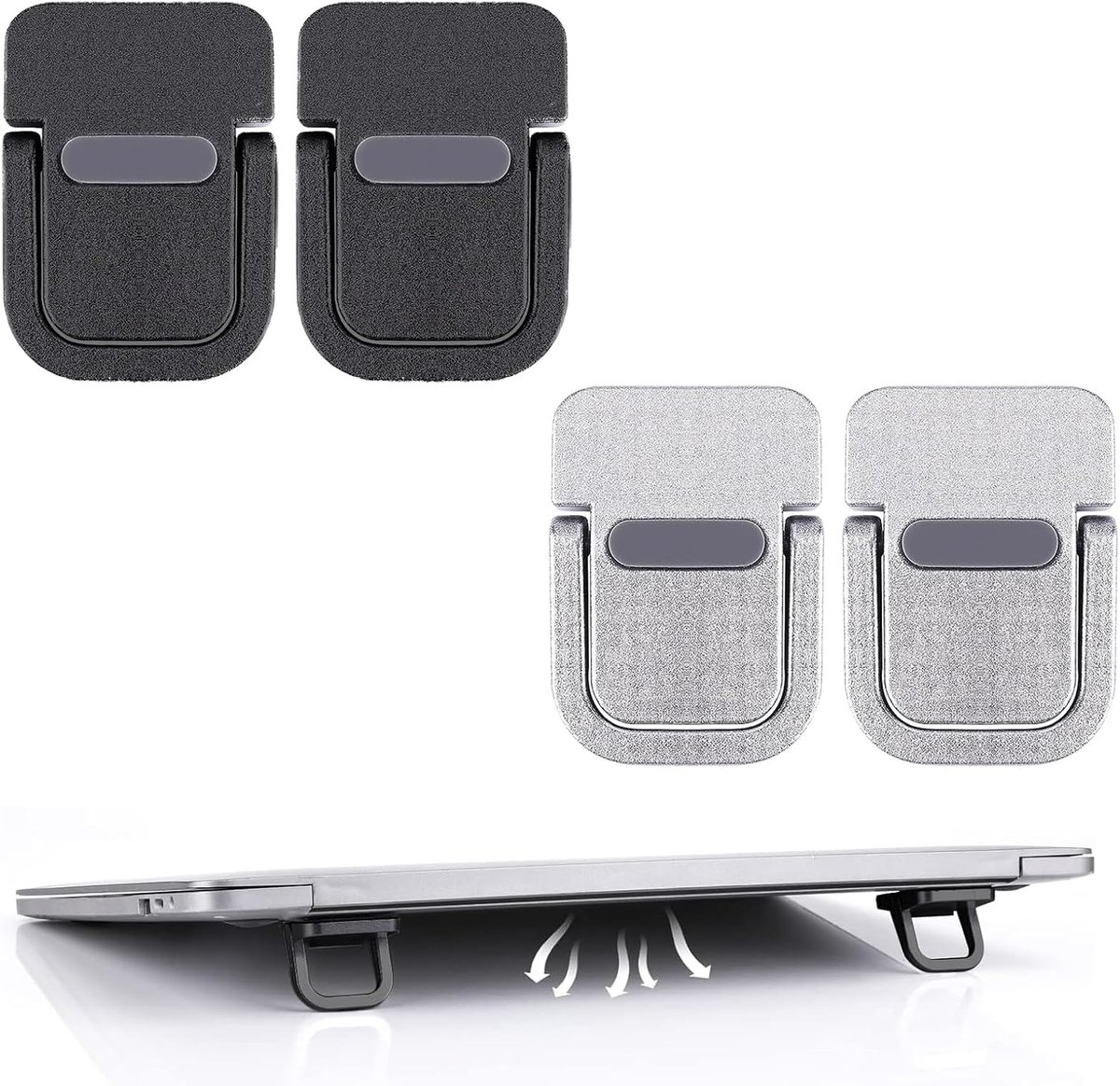 Set van 4 mini-toetsenbordverhogingen, laptophouders, opvouwbaar, onzichtbaar, draagbaar, zelfklevend