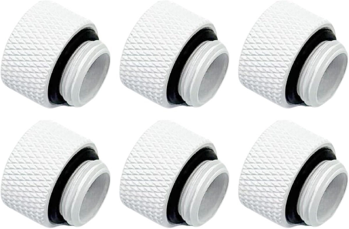 6-Pack G1/4 Extender Fitting 10mm, M-F, Wit, Messing