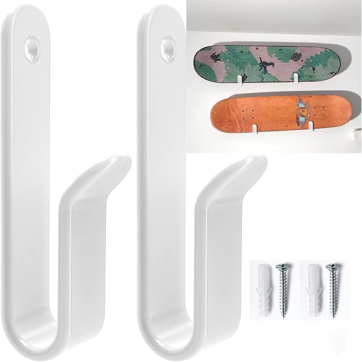 Wandhouder voor snowboard, horizontaal, 2 stuks, snowboard, wandhouder, rack, skihouder, rek, snowboardaccessoires voor kamer, garage, skiboard, longboard