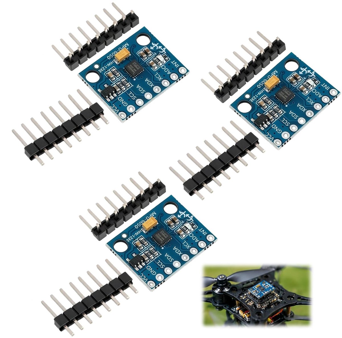 3 Stuks Module MPU6050 I2C Arduino, GY-521 Versnellingsmeter Gyroscoop 3 Assen 6 DOF, IIC I2C Bewegingssensor met 16-Bits AD-converter voor Arduino Raspberry Pi Robot Drone Balansregeling DIY