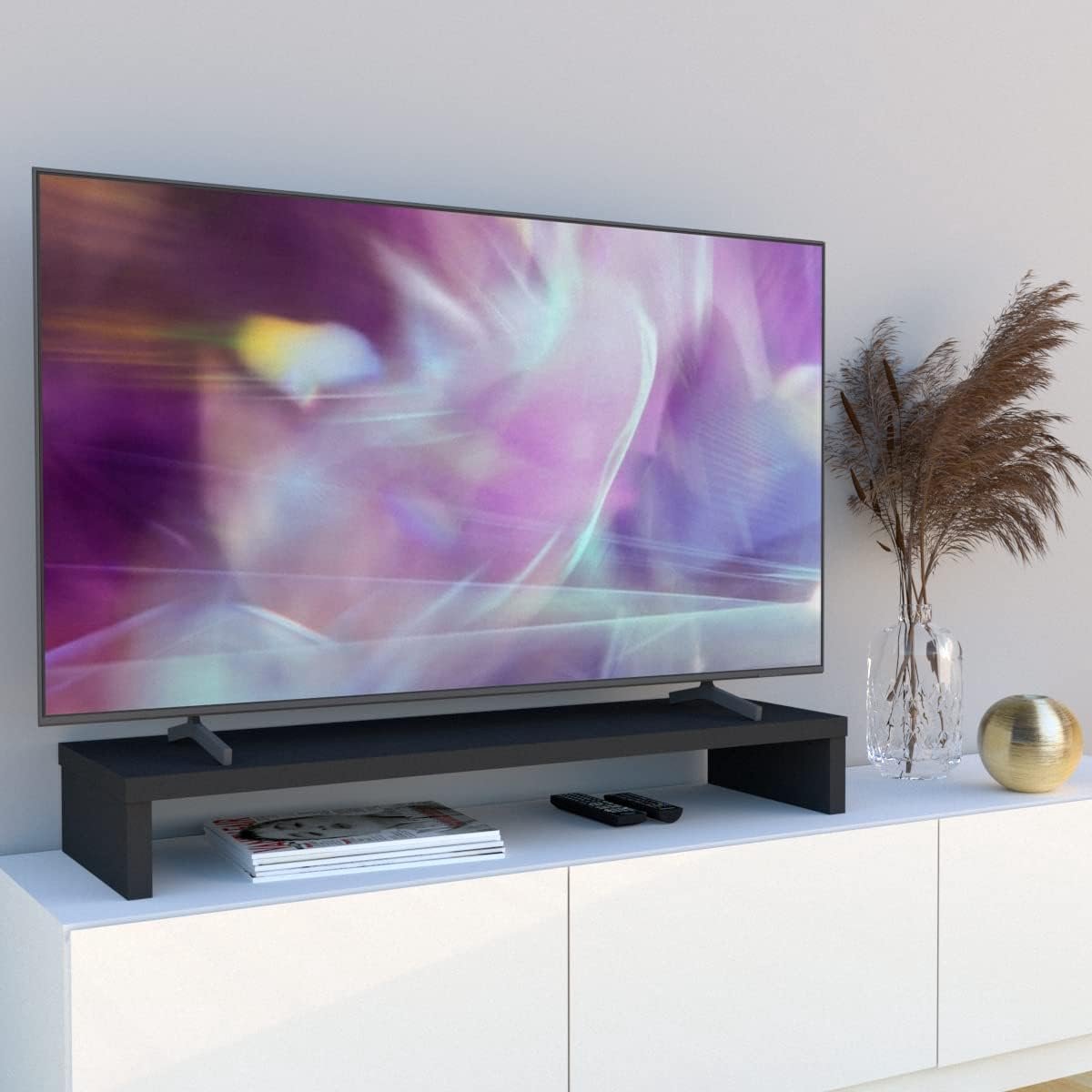 Houten TV Lifter 110 x 35 x 15 cm Grafiet. Ondersteunt 60 kg.