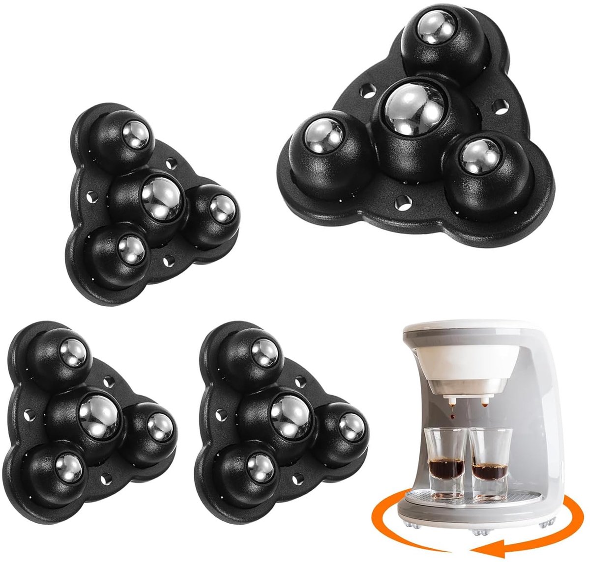 4 stuks apparaatrollen voor keukenapparaten, 360° draaibare miniwielen, zelfklevende kogelwielen voor kleine meubelapparaten, opbergdoos, vuilnisbak, karren, nachtkastje