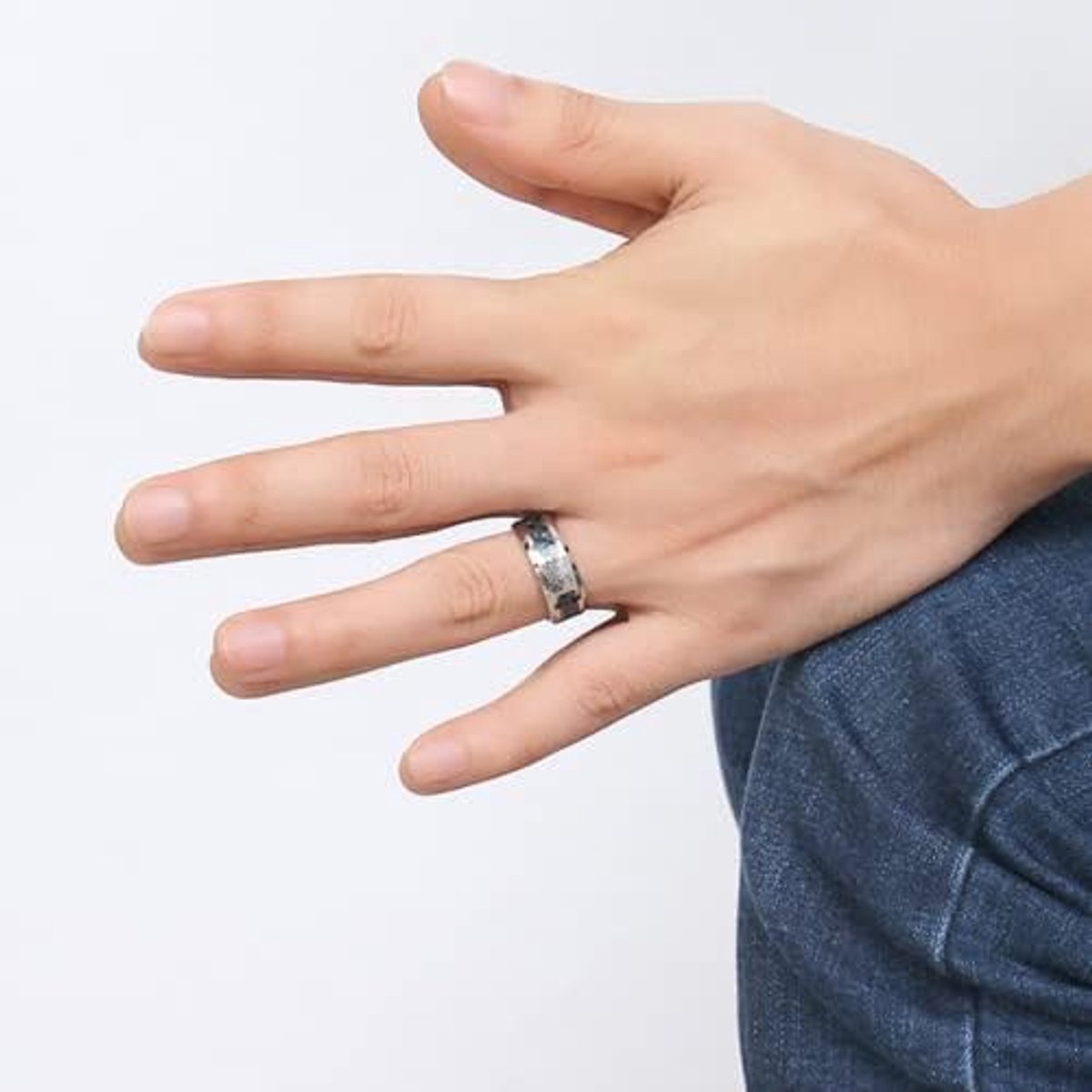 Roestvrij staal, boomring, 8 mm, blauw en zwart, cadeau-idee voor bruiloft, verjaardag, feest, Kerstmis