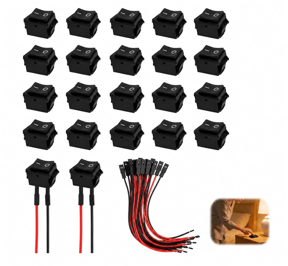 Schakelaar, T85 KCD1-101, tuimelschakelaar, 2-polig, mini ON/OFF tuimelschakelaar, soldeerschakelaar, SPST-schakelaar voor elektronica, betrouwbare adapter voor verlichting en