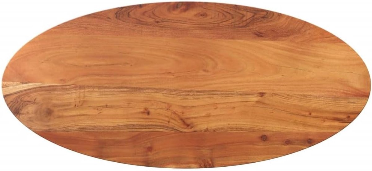Tafelblad 90 x 40 x 2,5 cm, ovaal van acacia met rustiek tafelblad, reserveplaat voor tafelframe, robuust voor eetkamer of commercieel gebruik, eenvoudig