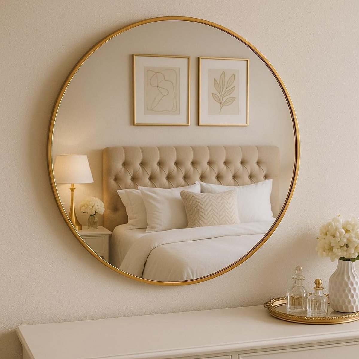 Spiegel Noor, metalen frame, Ø 80 cm (goud)